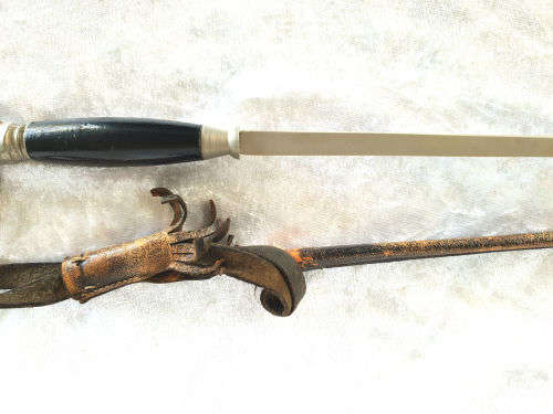 1800's Victorian Walking stick Sword with Leather Sheath - Horse Head White Metal Handle 730mm