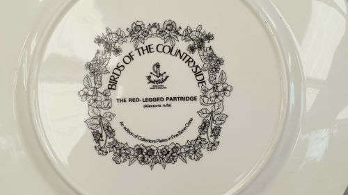 Collectable Royal Chelsea Bone China Birds of the Countryside Plate "Red Legged PARTRIDGE"  276mm