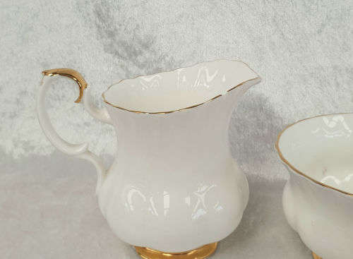 Vintage Royal Albert Val D'Or Creamer (Chipped) and Sugar pot Bone China England-