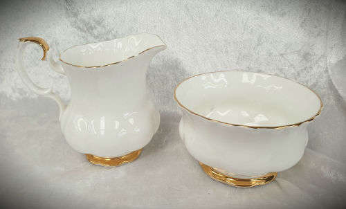 Vintage Royal Albert Val D'Or Creamer (Chipped) and Sugar pot Bone China England-