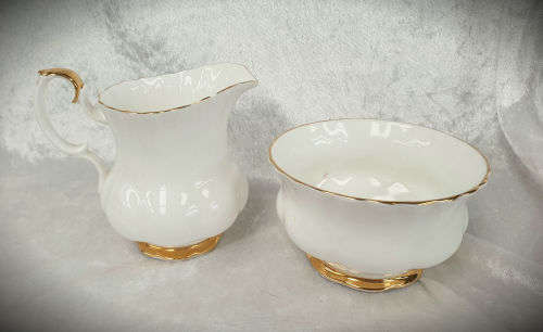 Vintage Royal Albert Val D'Or Creamer (Chipped) and Sugar pot Bone China England-