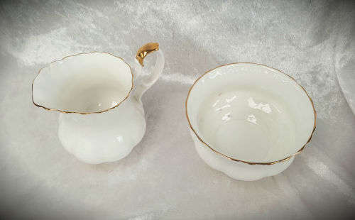 Vintage Royal Albert Val D'Or Creamer (Chipped) and Sugar pot Bone China England-