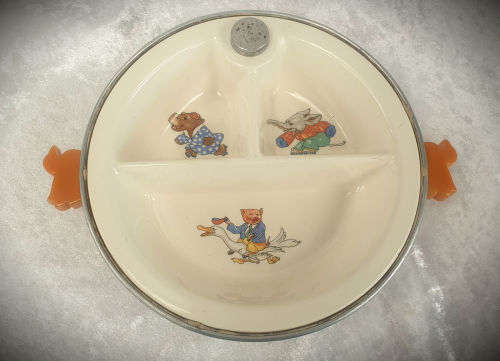 Vintage 1950s Majestic Baby Food Dish Warmer and Server with -- Made in the USA 55x226x210mm
