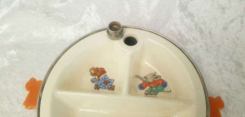Vintage 1950s Majestic Baby Food Dish Warmer and Server with -- Made in the USA 55x226x210mm