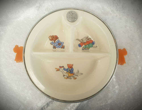 Vintage 1950s Majestic Baby Food Dish Warmer and Server with -- Made in the USA 55x226x210mm