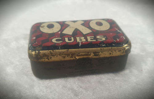 Vintage Rare Collectable OXO Cube Tin By appointment to late King George VI 1950's
