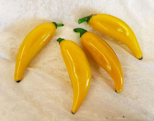 4 Murano Bananas - one is damaged as in Photos -132x32mm