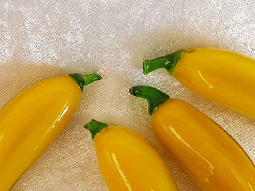 4 Murano Bananas - one is damaged as in Photos -132x32mm