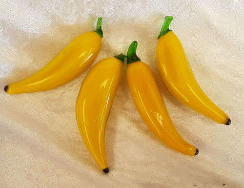 4 Murano Bananas - one is damaged as in Photos -132x32mm