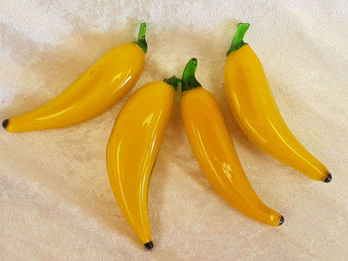 4 Murano Bananas - one is damaged as in Photos -132x32mm