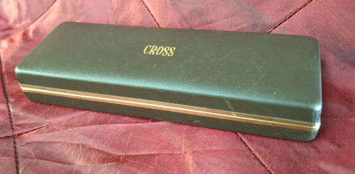 Vintage 1/20 14kt rolled Gold Cross Pen in case -Barclays Logo - Ink still Ok