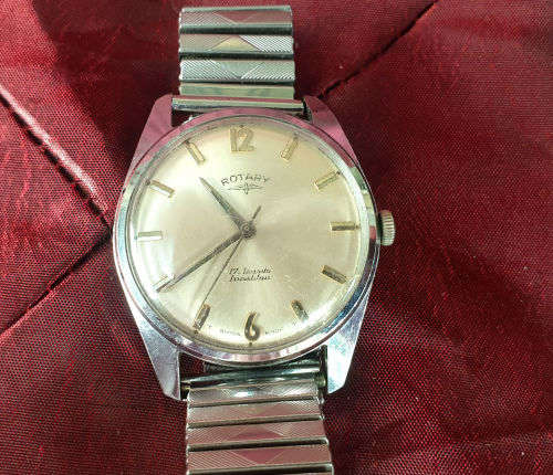 Vintage Rotary incabloc Swiss 17 Jewels Mens watch - working German strap