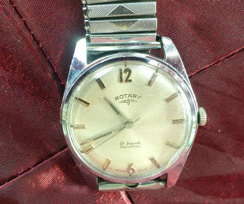 Vintage Rotary incabloc Swiss 17 Jewels Mens watch - working German strap
