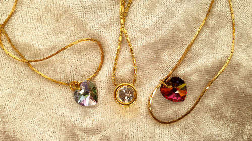 3 pc Swarovski Crystal Jewelry set - 2 x Necklaces and a Bracelet -Boxed