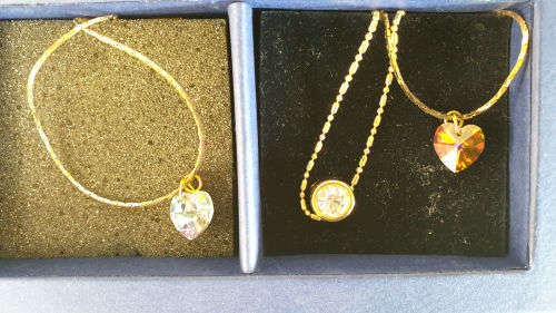 3 pc Swarovski Crystal Jewelry set - 2 x Necklaces and a Bracelet -Boxed