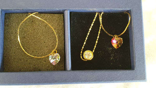 3 pc Swarovski Crystal Jewelry set - 2 x Necklaces and a Bracelet -Boxed
