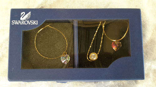 3 pc Swarovski Crystal Jewelry set - 2 x Necklaces and a Bracelet -Boxed
