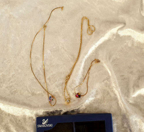 3 pc Swarovski Crystal Jewelry set - 2 x Necklaces and a Bracelet -Boxed