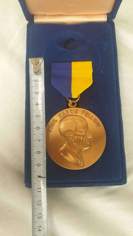 Rotary International Paul Harris Fellow medal In Case ,Pair of cufflinks Pins and badges