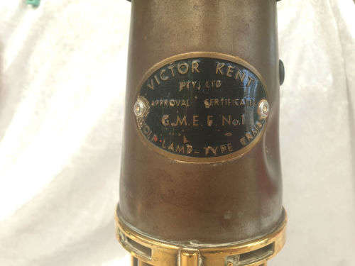 Vintage VICTOR KENT WOLF Safety Mining Lamp Great condition Glass intact 293mm