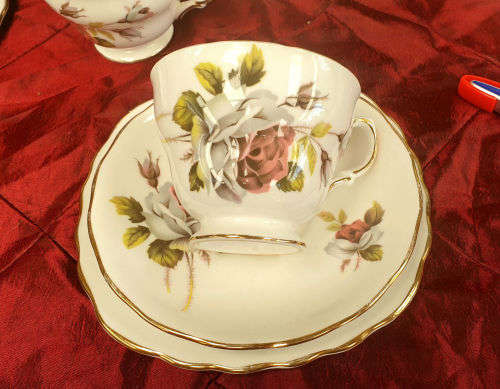 1950's ROYAL VALE Pat no 8220 bone china TRIO Ridgeway Potteries England - 5 available