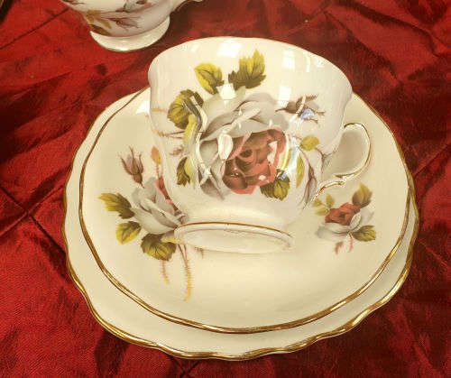 1950's ROYAL VALE Pat no 8220 bone china TRIO Ridgeway Potteries England - 5 available