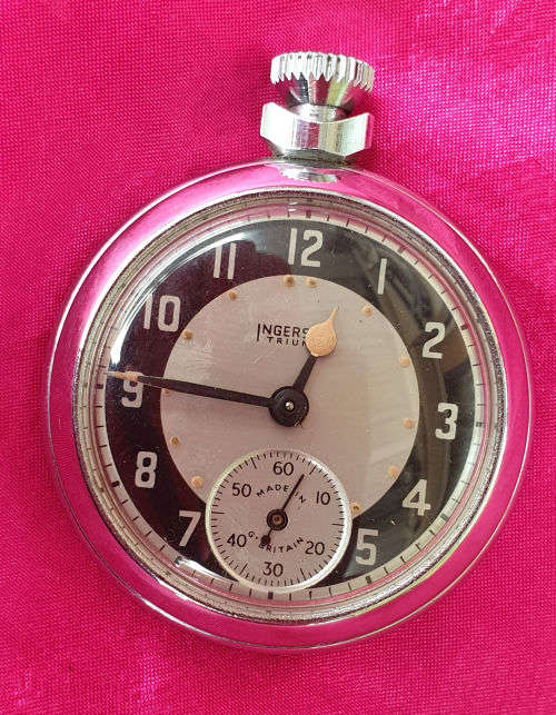 Vintage Triumph  Ingersoll  Pocket watch Made in Great Britain- Not running 50mm diameter