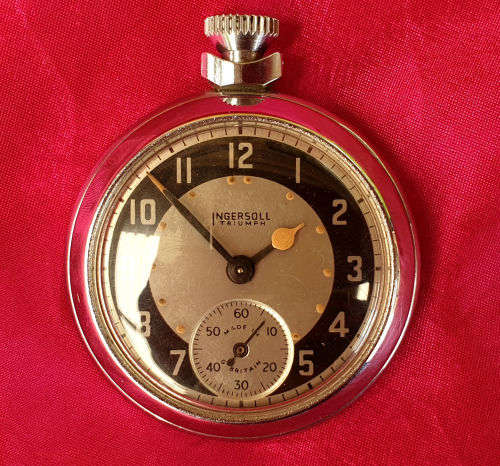 Vintage Triumph  Ingersoll  Pocket watch Made in Great Britain- Not running 50mm diameter