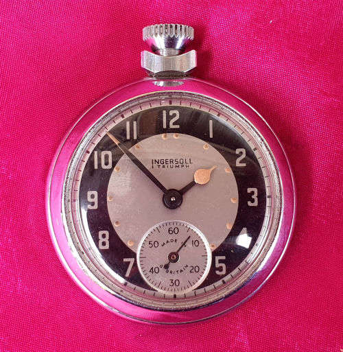 Vintage Triumph  Ingersoll  Pocket watch Made in Great Britain- Not running 50mm diameter