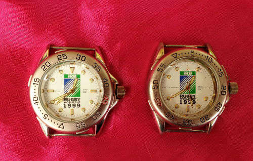 2 x 1999 Rugby World Cup Mens quartz watches- Running - New Batteries - see condition