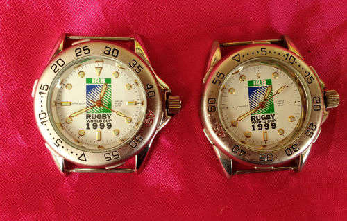 2 x 1999 Rugby World Cup Mens quartz watches- Running - New Batteries - see condition