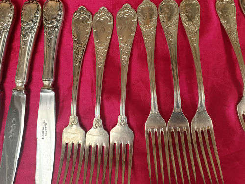 Rare !!! Vintage 30 pc High Quality Solingen Germany Cutlery with same pattern from 3 silversmiths