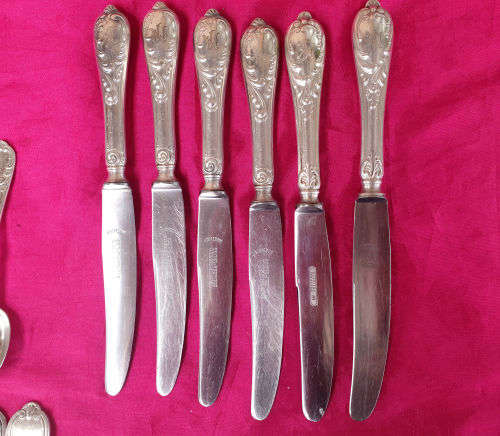 Rare !!! Vintage 30 pc High Quality Solingen Germany Cutlery with same pattern from 3 silversmiths