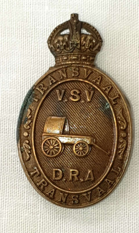 Vintage South Africa Transvaal Defence Rifle Association Cap Badge VSV DRA Badge BRASS