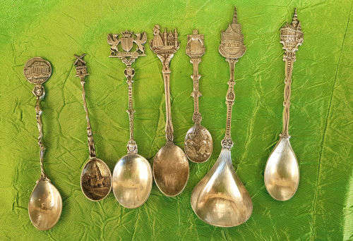 7 Different Vintage Silver Plated Collectable Dutch (Holland) Spoons