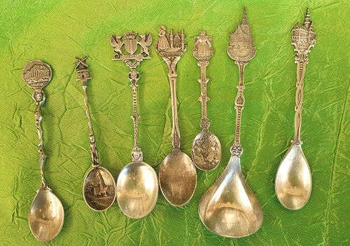 7 Different Vintage Silver Plated Collectable Dutch (Holland) Spoons