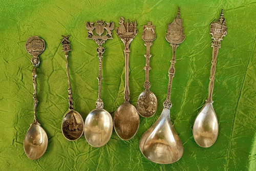 7 Different Vintage Silver Plated Collectable Dutch (Holland) Spoons