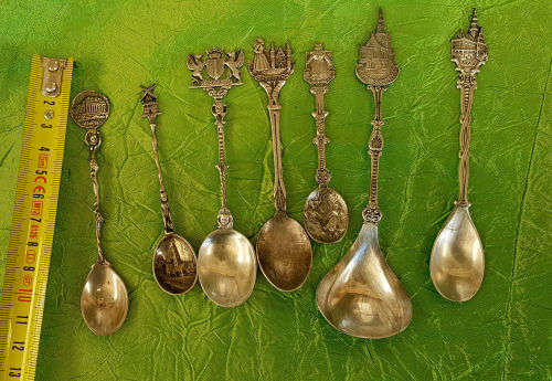7 Different Vintage Silver Plated Collectable Dutch (Holland) Spoons