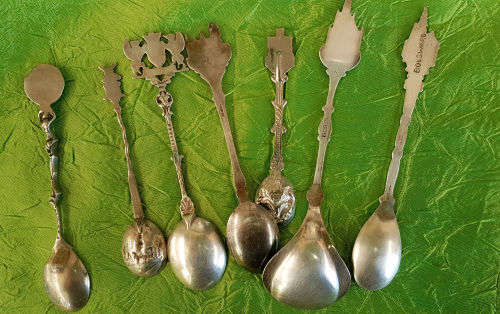 7 Different Vintage Silver Plated Collectable Dutch (Holland) Spoons