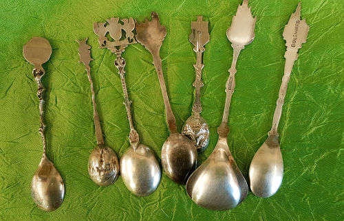 7 Different Vintage Silver Plated Collectable Dutch (Holland) Spoons