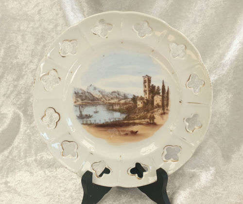 Vintage Victoria Pottery Altrohlau Bohemia Plate 200mm - Gold Trim Faded