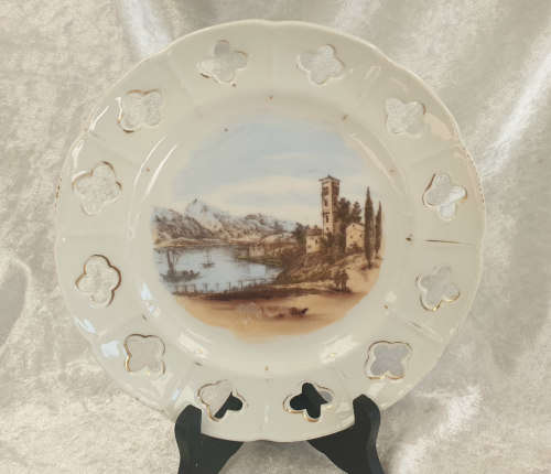 Vintage Victoria Pottery Altrohlau Bohemia Plate 200mm - Gold Trim Faded