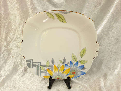 Vintage Bell China Cake Plate 253x233mm- England (gold rim faded)