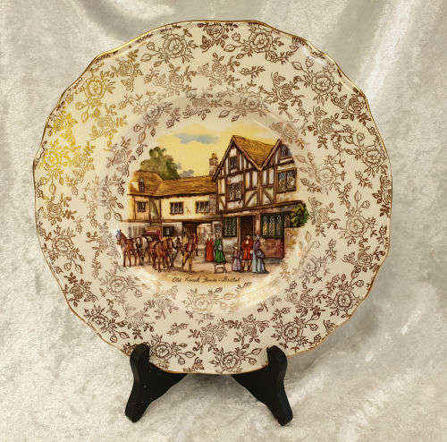 Vintage Old Foley Old Coach House Bristol  Plate James Kent England 215mm(Hairline Crack)