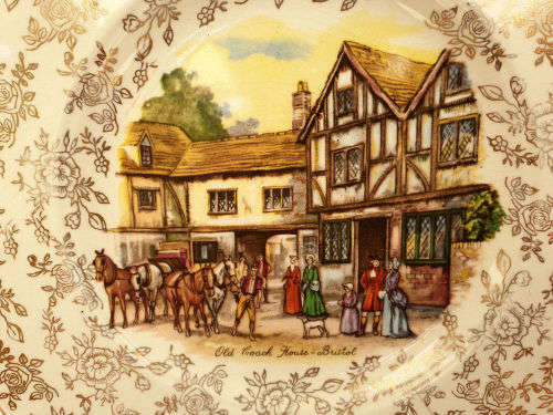 Vintage Old Foley Old Coach House Bristol  Plate James Kent England 215mm(Hairline Crack)