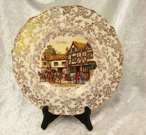 Vintage Old Foley Old Coach House Bristol  Plate James Kent England 215mm(Hairline Crack)