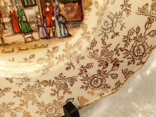 Vintage Old Foley Old Coach House Bristol  Plate James Kent England 215mm(Hairline Crack)
