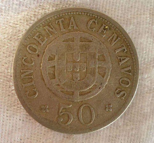 1928 Angola 50 Centavos Coin
