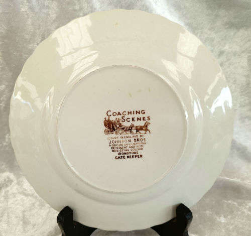 Vintage Johnson Bros Plate Coaching Scenes "GATE KEEPER" Genuine Hand Engraving 175mm (11 available)