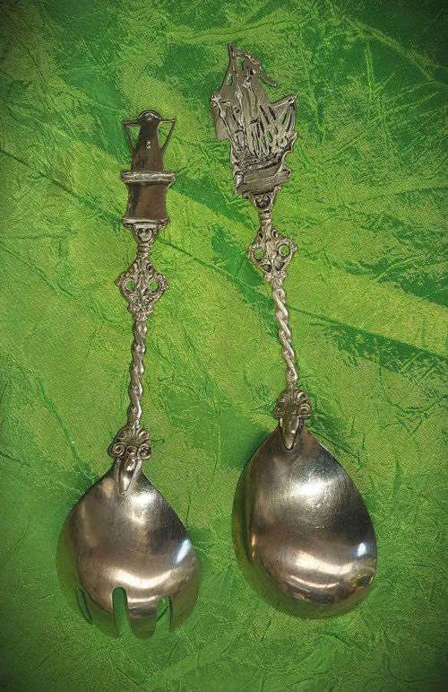 Vintage Dutch salad serving set -spoon and fork